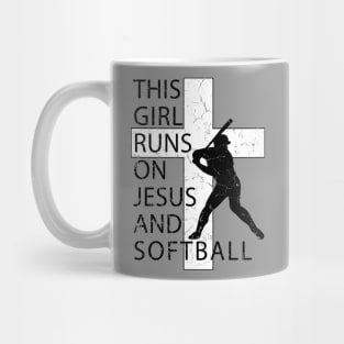 This Kid Runs on Jesus and Softball Christian Cross Mug